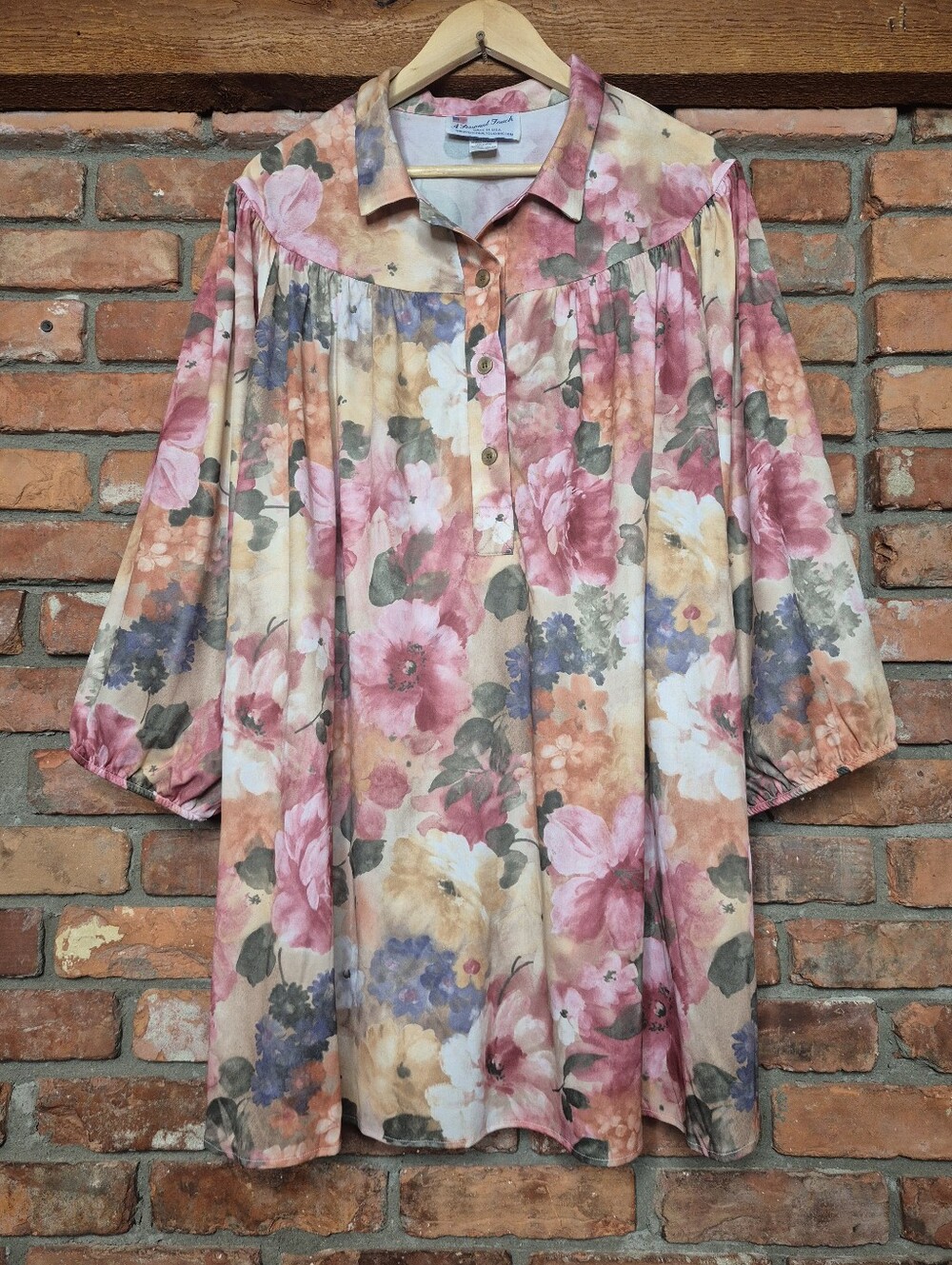 A Personal Touch 5X Watercolor Floral Tunic Blouse Made in USA Cottagecore